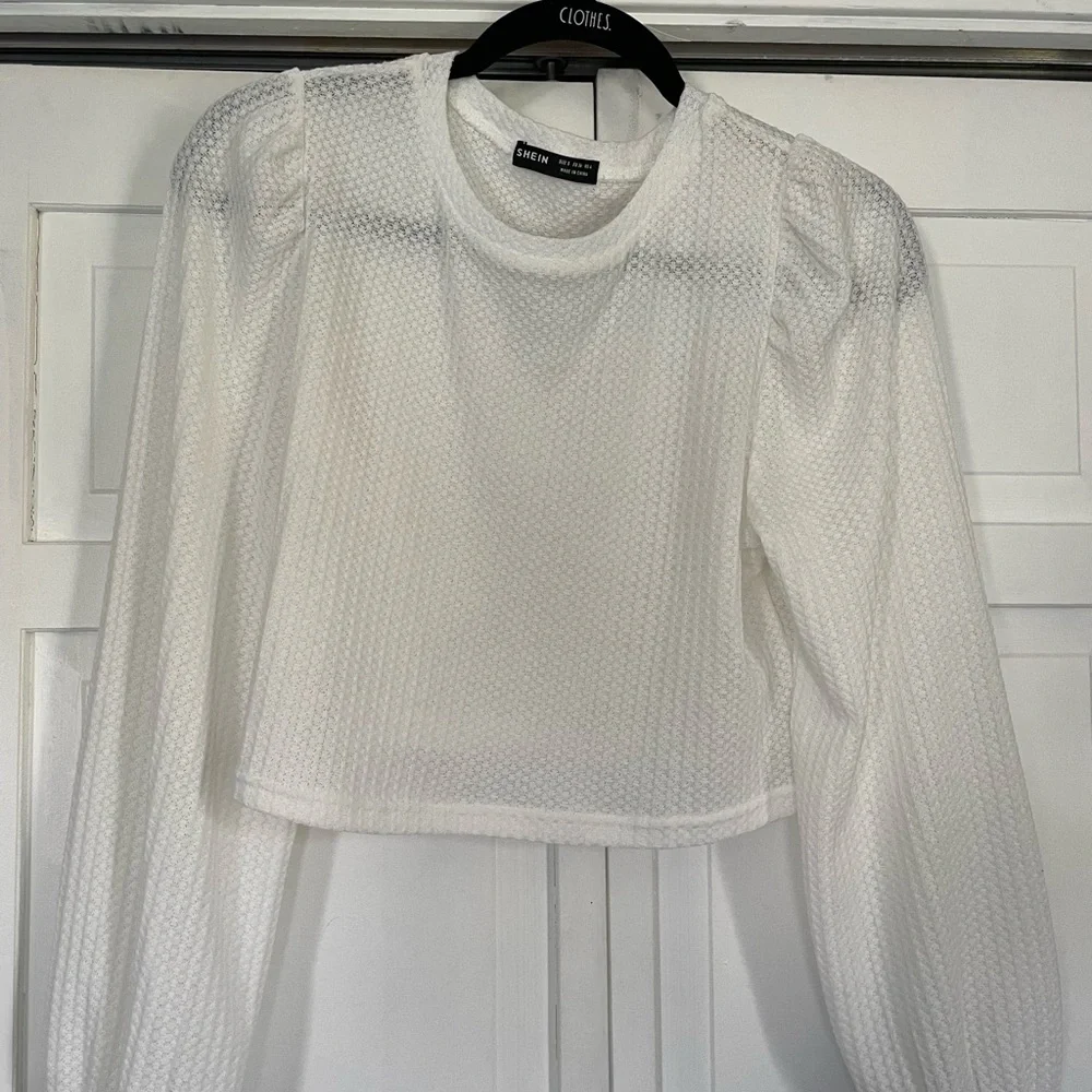 White Mesh Cropped Sweater - Picture 2 of 3